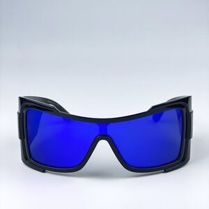 NEW Versace VE4451 GB1/55 Black Grey Mirrored Blue Wraparound Unisex Sunglasses